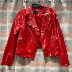 Thalia Sodi Red Ruffled Moto Jacket